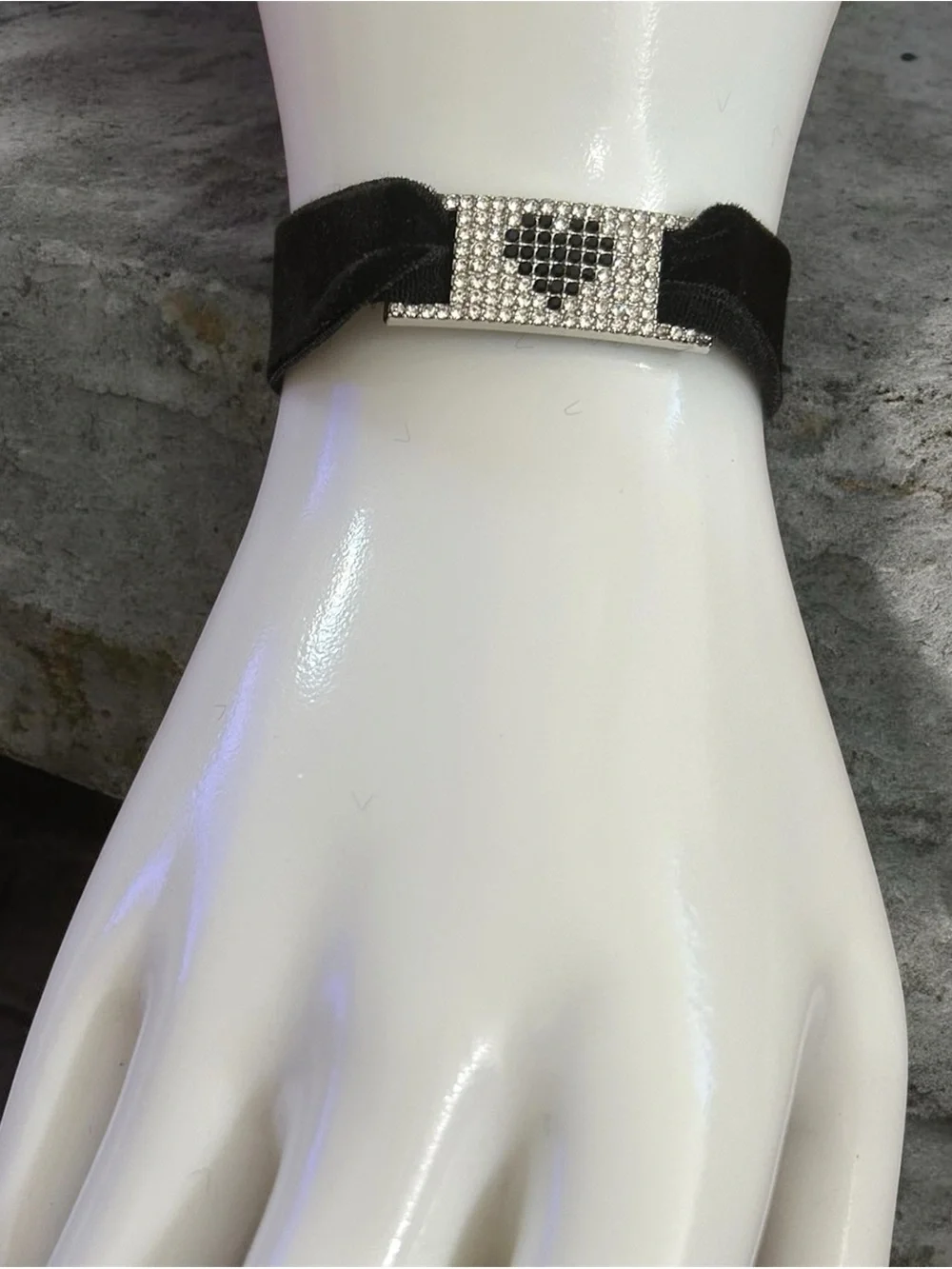 Black Crystal Heart Bracelet -